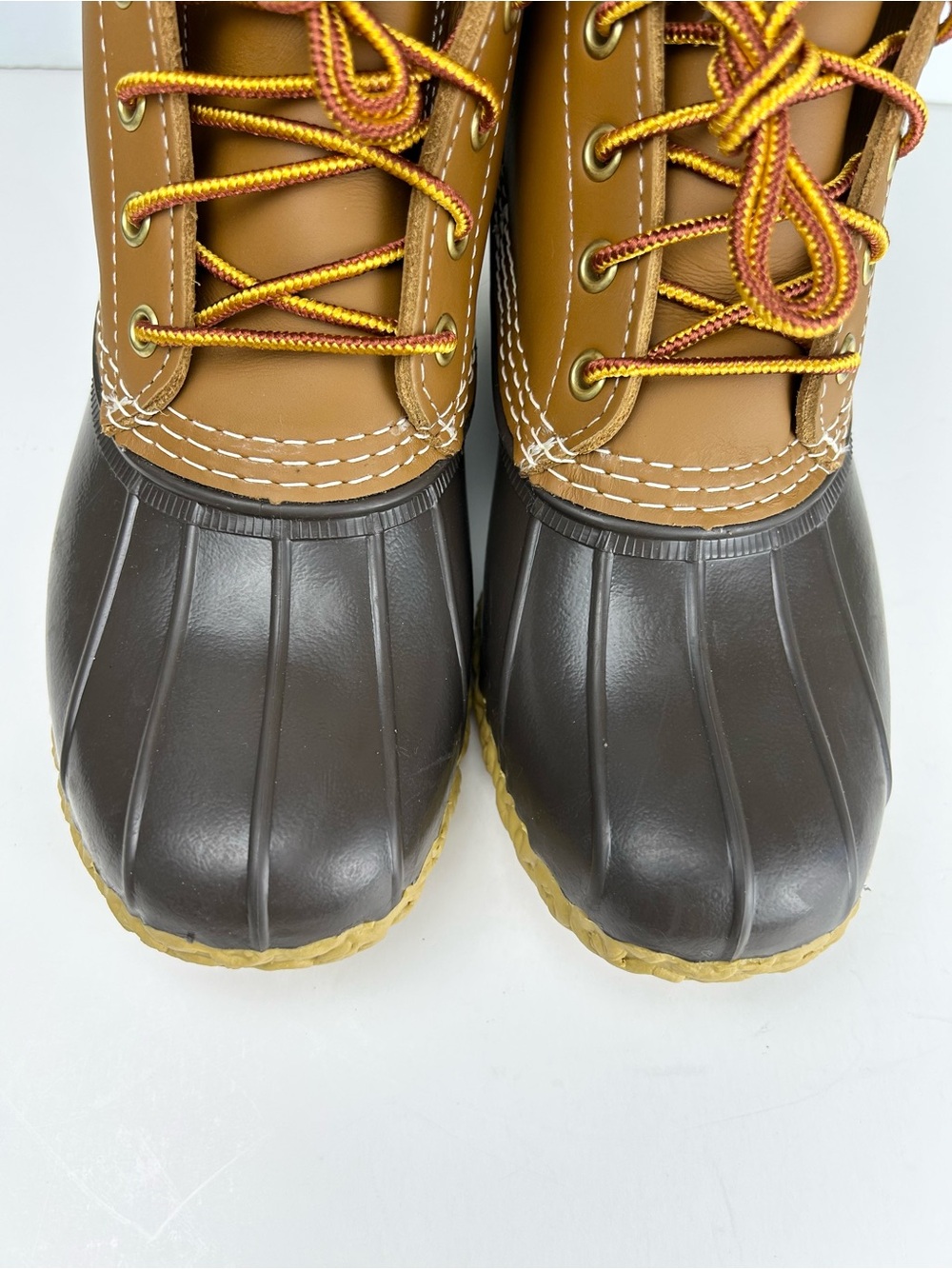 LL Bean Vintage Original 6 Inch Leather Rubber Tan Brown Waterproof Duck Boots - Picture 3 of 13